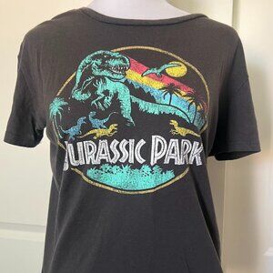 Jurassic World Gray Cropped Short Sleeve T-Shirt Top Size Medium